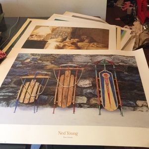 Vintage Sled Print Ned Young Three Friends